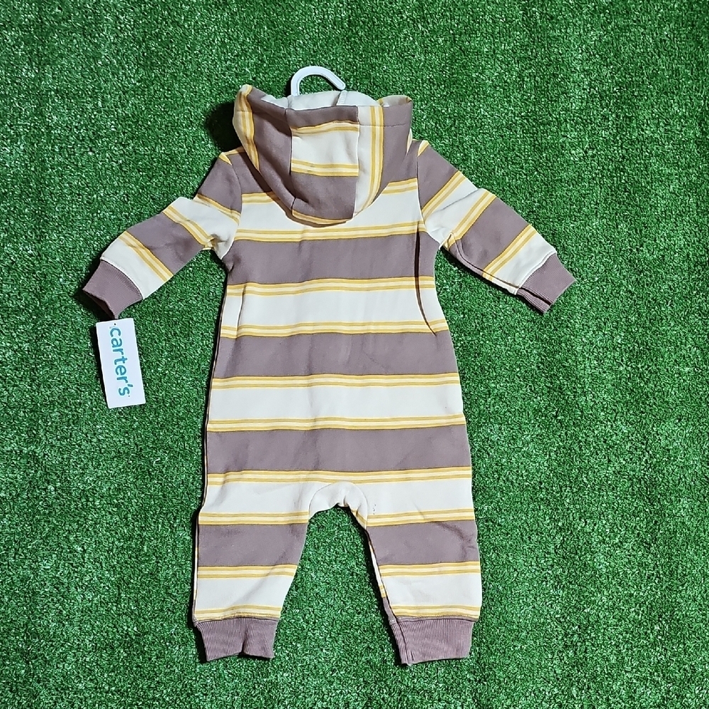 Carter's Striped Brown and Yellow Hooded Footie - Picture 4 of 5